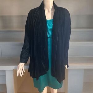 Vintage Dave & Johnny Black Velvet Evening Formal Long Sleeve Swing Jacket